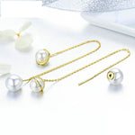 High Quality 925 Sterling Silver Simulated Pearl Long Drop Earrings - eDirect Dreams