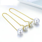 High Quality 925 Sterling Silver Simulated Pearl Long Drop Earrings - eDirect Dreams