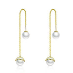 High Quality 925 Sterling Silver Simulated Pearl Long Drop Earrings - eDirect Dreams