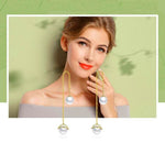 High Quality 925 Sterling Silver Simulated Pearl Long Drop Earrings - eDirect Dreams