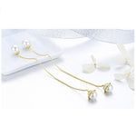 High Quality 925 Sterling Silver Simulated Pearl Long Drop Earrings - eDirect Dreams