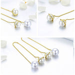 High Quality 925 Sterling Silver Simulated Pearl Long Drop Earrings - eDirect Dreams