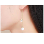 High Quality 925 Sterling Silver Simulated Pearl Long Drop Earrings - eDirect Dreams