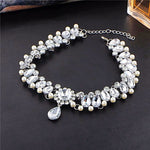 Simulated Pearl Water Drop Crystal Beads Choker Necklace - eDirect Dreams