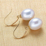 Luxury Genuine 18K Gold Big Natural AAA Freshwater Pearl Drop Earrings - eDirect Dreams