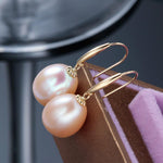 Luxury Genuine 18K Gold Big Natural AAA Freshwater Pearl Drop Earrings - eDirect Dreams