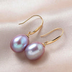 Luxury Genuine 18K Gold Big Natural AAA Freshwater Pearl Drop Earrings - eDirect Dreams