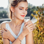 High Quality 925 Sterling Silver Simulated Pearl Long Drop Earrings - eDirect Dreams