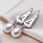 Exquisite Design Natural Freshwater Pearl with Purple Austrian Crystal Drop Earrings - eDirect Dreams