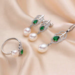 High Quality AAA Natural Pearl Necklace, Earrings, and Ring Set - eDirect Dreams