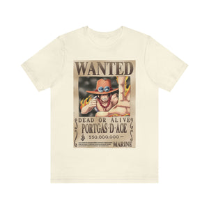 One Piece Portgas D. Ace Wanted Poster Anime T-Shirt