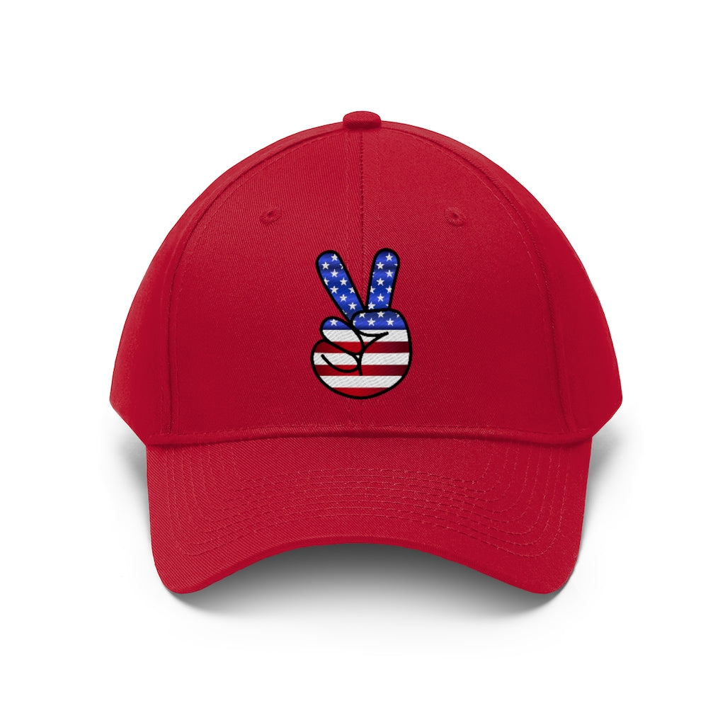 USA Flag Peace Sign Embroided Hat - eDirect Dreams 
