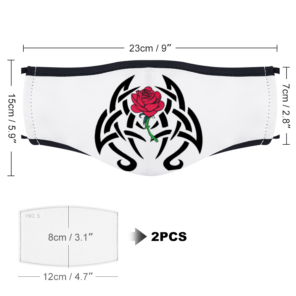 Red Rose With Tribal Tattoo Non-Medical Face Cover - eDirect Dreams 