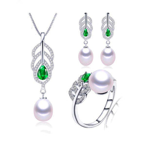 High Quality AAA Natural Pearl Necklace, Earrings, and Ring Set - eDirect Dreams 