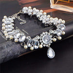 Simulated Pearl Water Drop Crystal Beads Choker Necklace - eDirect Dreams 