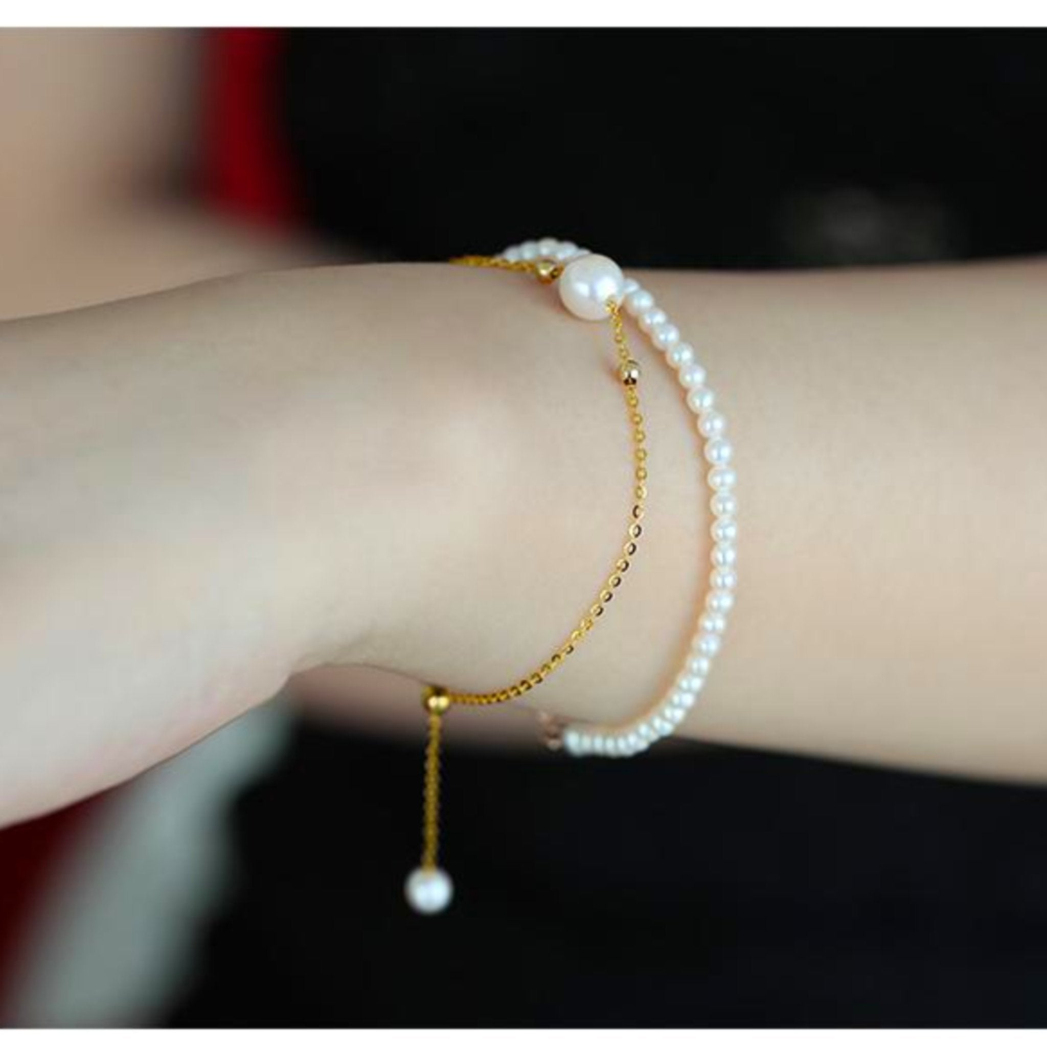 Akoya White Pearl 18k Yellow Gold Bracelet - eDirect Dreams 