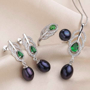 High Quality AAA Natural Pearl Necklace, Earrings, and Ring Set - eDirect Dreams 